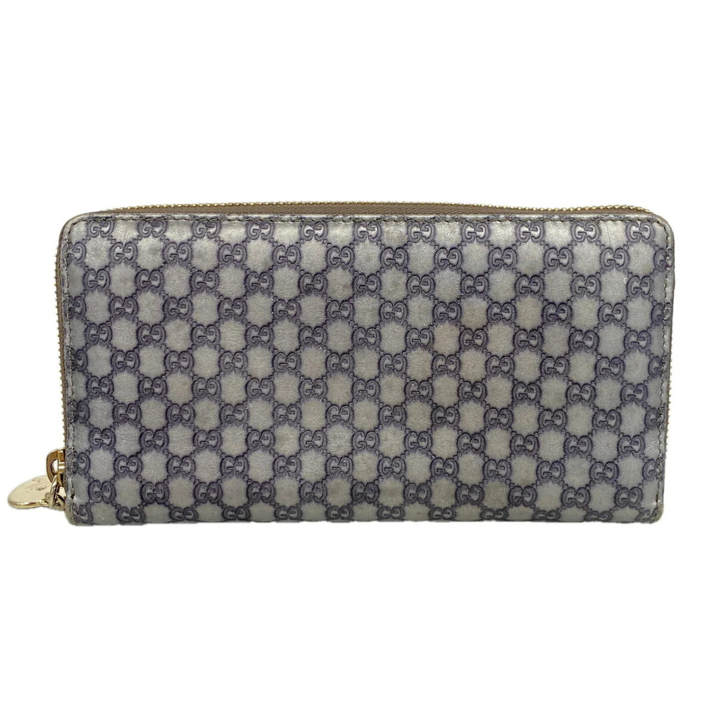 Gucci long wallet, Microguccissima, 278566, leather, silver, champagne, women's.